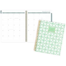 Cambridge® Weekly/Monthly Planners, 11" x 9", Bilingual,  White and Green