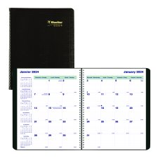 Blueline® Essential Monthly Diary, 9-1/4" x 7-1/4", Bilingual, Black
