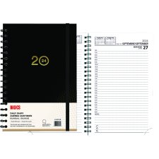Basics® Daily Diary, 8" x 5", Bilingual, Black