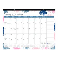 Blueline® Monthly Desk Pad, 22" x 17", Bilingual, Floral Design