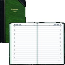 Blueline® Traditional Daily Diary, 13-3/8" x 8", Bilingual, Green