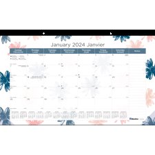 Blueline® Monthly Desk Pad,  17-3/4" x 10-7/8", Bilingual, Floral Design