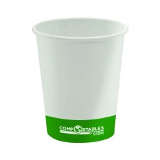 Globe Single Wall Hot/Cold Compostable Paper Cups, 8 oz