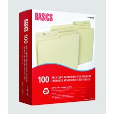 Basics Recycled Reversible File Folders, Letter, Manila