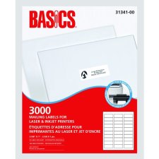 Basics Mailing Labels, 2-5/8" x 1", 3000 labels