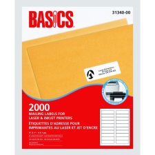 Basics Mailing Labels, 4" x 1", 2000 labels 