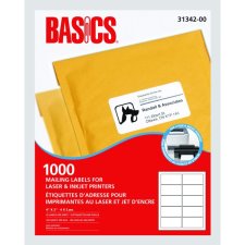Basics Mailing Labels, 4" x 2", 1,000 labels