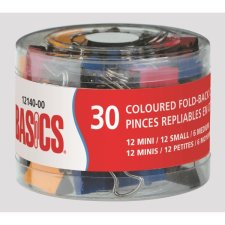 Basics Coloured Fold-Back Clips, Assorted Colours