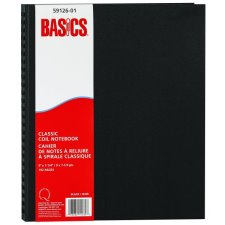 Basics Classic Coil Notebook, 9" x 7-1/4", Black