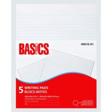 Basics Writing Pads, Wide ruled (11/32") 