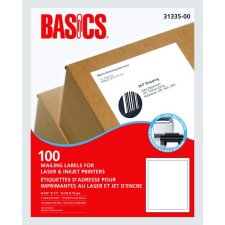 Basics Mailing Labels. 8-1/2" x 11", 100 labels
