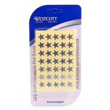 Westcott Star Stickers, Silver, 350/pkg