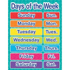 Colour My World Basic Learning Chart, Days of the Week