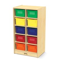 Jonti-Craft 10 Cubbie Tray Mobile Unit, Coloured Bins