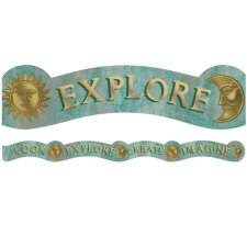 Extra Wide Decorative Trim, Curiosity Garden Dream Explore Create Imagine