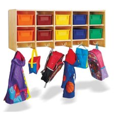 Jonti-Craft 10 Section Wall Mount Coat Locker with Coloured Trays