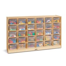 Jonti-Craft 30 Cubbie-Tray Mobile Storage, Clear Trays