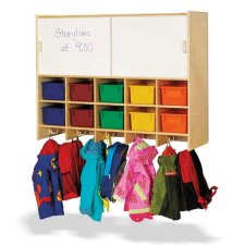 Jonti-Craft 10 Section Wall Mount Coat Locker with Storage, Coloured Bins