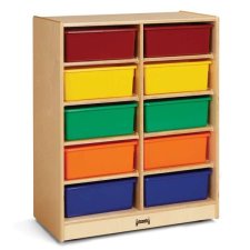 Jonti-Craft 10 Tub Mobile Storage, Coloured Bins