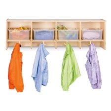 Jonti-Craft 4 Section Wall Mount Coat Locker with Clear Tubs