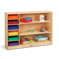 Jonti-Craft Adjustable Combo Mobile Straight-Shelf with Coloured Paper Trays