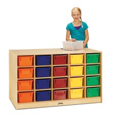 Jonti-Craft Double-Sided Island, Single + 20 Cubbie Holes with Coloured Trays