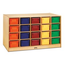 Jonti-Craft Double-Sided Island, 40 Cubbie Holes with Coloured Trays