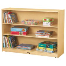 Jonti-Craft Super-Sized Adjustable Mobile Straight-Shelf with Plywood Back