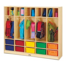 Jonti-Craft Large Locker Organizer with 10 Coloured Tubs