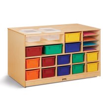 Jonti-Craft Mobile Twin Storage Island with Coloured Trays