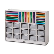 Rainbow Accents Sectional Cubbie-Tray Mobile Unit with Trays, Gray