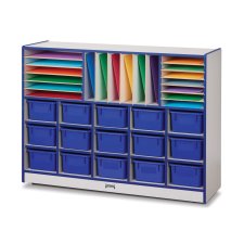 Rainbow Accents Sectional Cubbie-Tray Mobile Unit with Trays, Blue