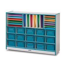 Rainbow Accents Sectional Cubbie-Tray Mobile Unit with Trays, Teal