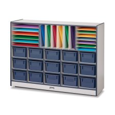 Rainbow Accents Sectional Cubbie-Tray Mobile Unit with Trays, Navy