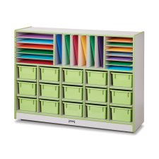 Rainbow Accents Sectional Cubbie-Tray Mobile Unit with Trays, Key Lime