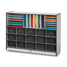 Rainbow Accents Sectional Cubbie-Tray Mobile Unit with Trays, Black