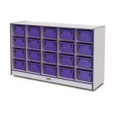 Rainbow Accents 20 Cubbie-Tray Mobile Storage with Trays, Purple