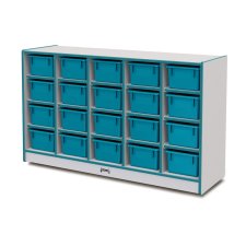 Rainbow Accents 20 Cubbie-Tray Mobile Storage with Trays, Teal