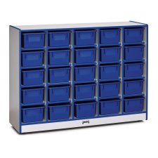 Rainbow Accents 25 Cubbie-Tray Mobile Storage with Trays, Blue