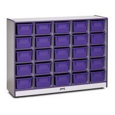 Rainbow Accents 25 Cubbie-Tray Mobile Storage with Trays, Purple