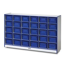 Rainbow Accents 30 Cubbie-Tray Mobile Storage with Trays, Blue