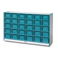 Rainbow Accents 30 Cubbie-Tray Mobile Storage with Trays, Teal