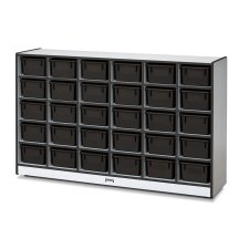 Rainbow Accents 30 Cubbie-Tray Mobile Storage with Trays, Black