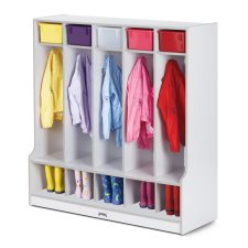 Rainbow Accents 5 Section Coat Locker with Step, Gray