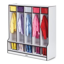 Rainbow Accents 5 Section Coat Locker with Step, Black