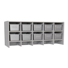 Rainbow Accents 10 Section Wall Mount Coat Locker with Trays , Gray 