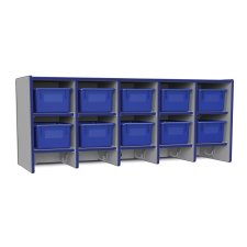 Rainbow Accents 10 Section Wall Mount Coat Locker with Trays , Blue