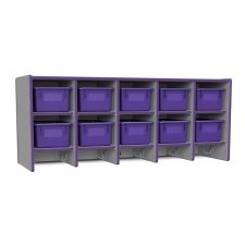 Rainbow Accents 10 Section Wall Mount Coat Locker with Trays , Purple