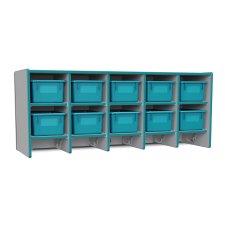 Rainbow Accents 10 Section Wall Mount Coat Locker with Trays , Teal