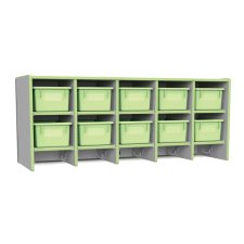 Rainbow Accents 10 Section Wall Mount Coat Locker with Trays , Key Lime